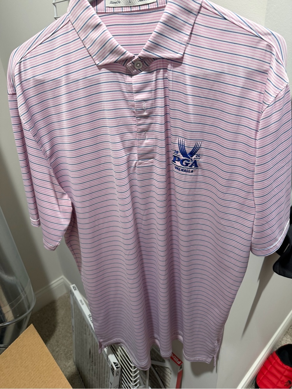 PGA Tour Men’s Pink Striped Performance Polo